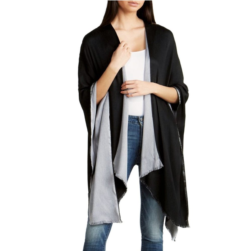 NWT Calvin Klein Reversible Shawl Black/Grey Shawl - Picture 9 of 9